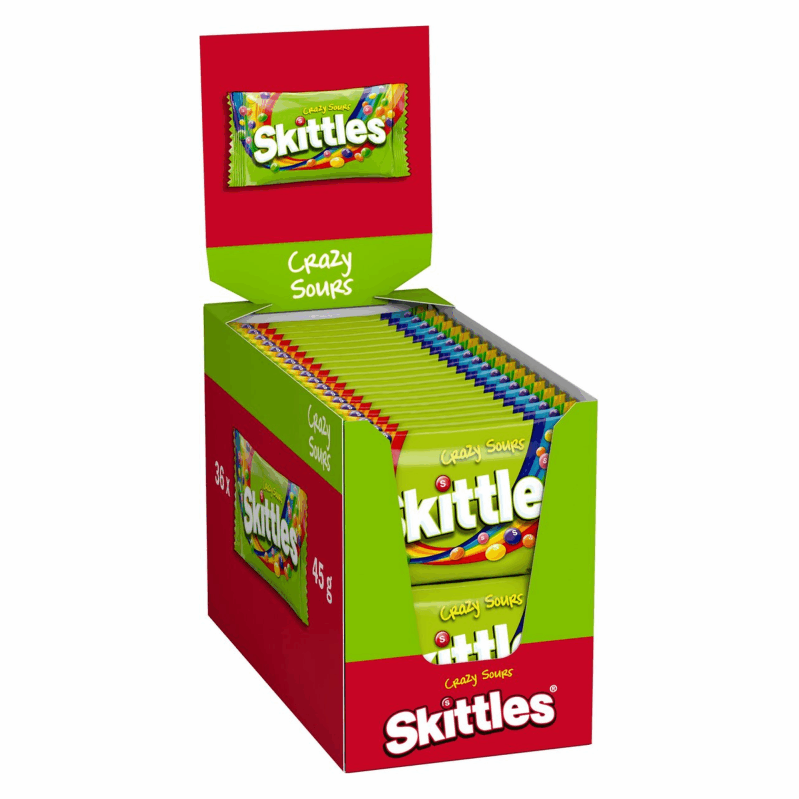 Skittles crazy sours zakje (36x 45gr) afbeelding