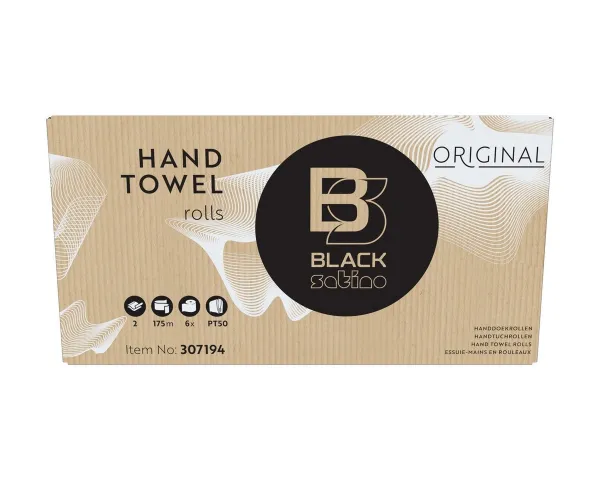 BlackSatino Handdoekrol 2 laags 175 meter (6 stuks)