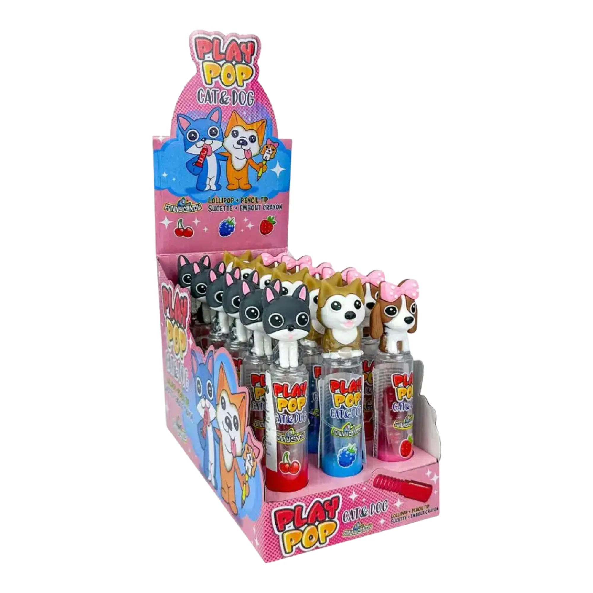 Lollie met kat of hond hoofd (18x 9gr)
