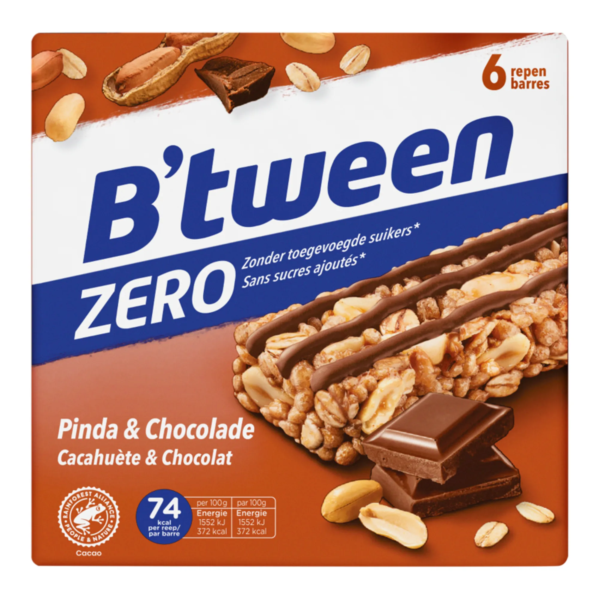 Hero B'tween Zero Pinda & Chocolade 20gr (10x 6-pack)