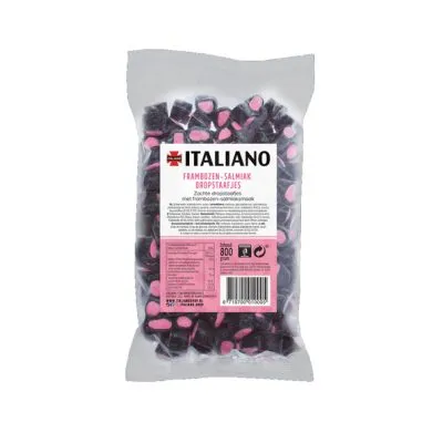 Italiano frambozen salmiak dropstaafjes 800 gr