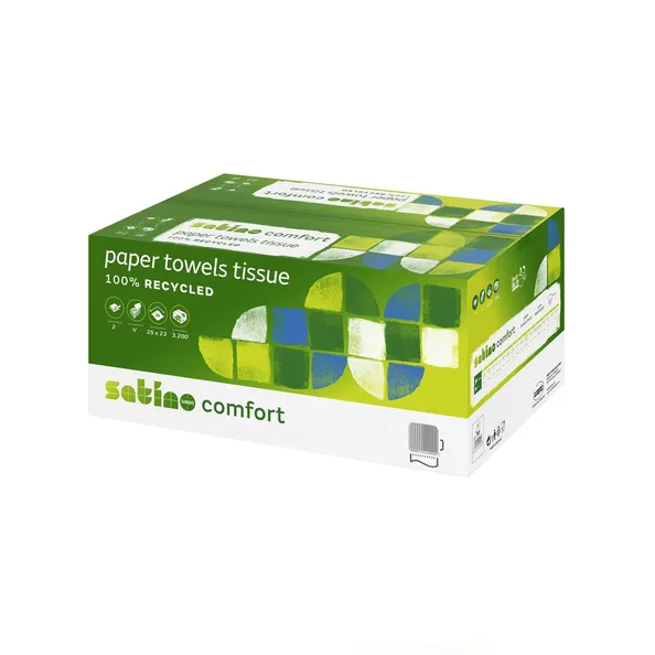 Satino comfort handdoekje Z-vw 25x23cm 2 laags wit (3200 stuks)