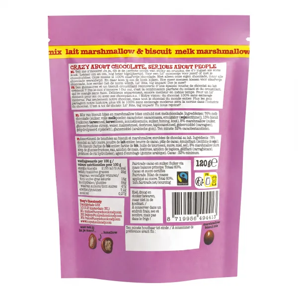 Tony’s Chocolonely Lil’ Bits Melk Marshmallow & Biscuit zak (8x 150gr)