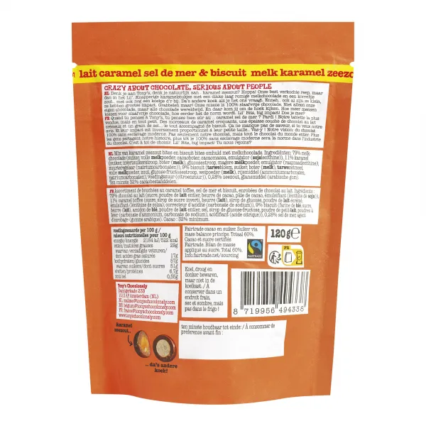 Tony’s Chocolonely Lil’ Bits Melk Karamel Zeezout & Cookie zak (8x 150gr)
