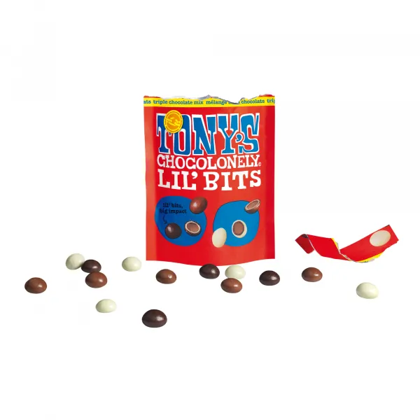 Tony’s Chocolonely Lil’ Bits Triple Chocolate zak (8x 150gr)