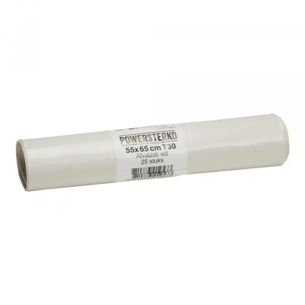 Afvalzak LDPE 55x65cm T30 wit (500 zakken)