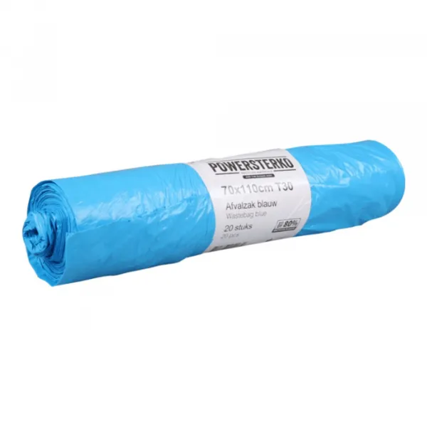 Afvalzak Powersterko blauw 90x110cm T25 (300 zakken)