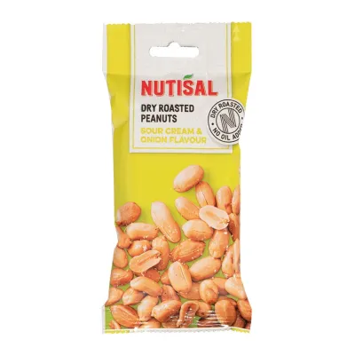 Nutisal Peanuts Dry Roasted Sour Cream Onion zakje (14x 60gr)