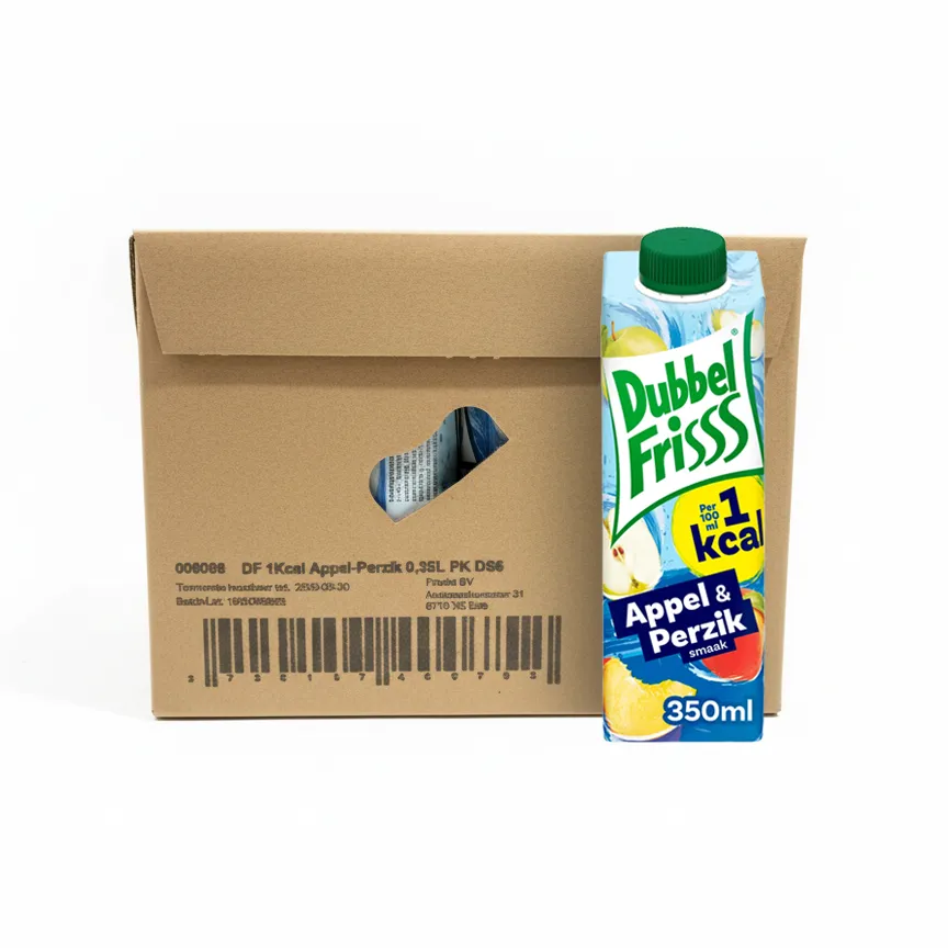 DubbelFrisss 1Kcal Appel Perzik pak (8x 350ml)