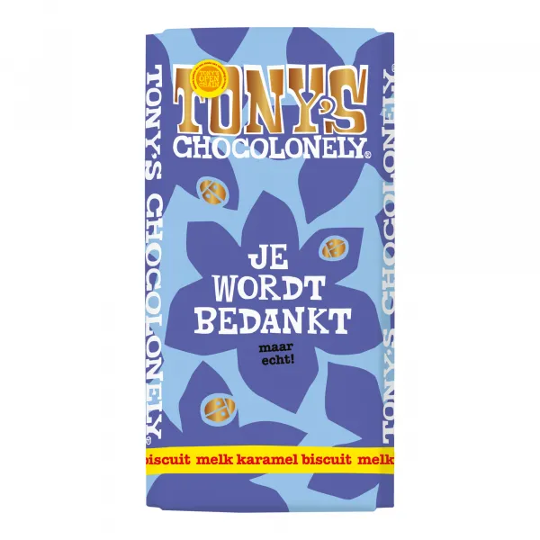 Tony’s Chocolonely Reep Bedankt Melk Karamel Biscuit (15x 180g)