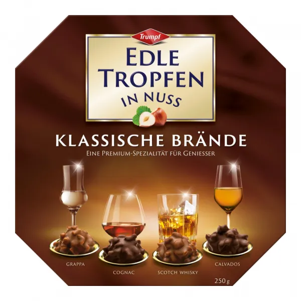 Edle Tropfen in Nuss Klassische Brände (24x 250g)