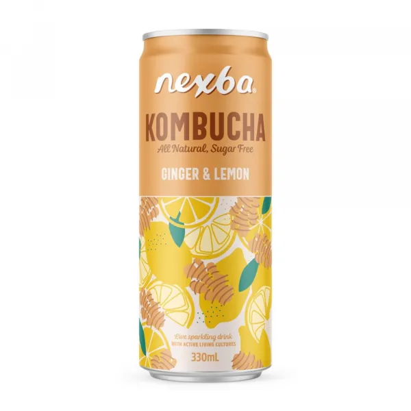 Nexba Kombucha Ginger & Lemon blik (12x 33cl)