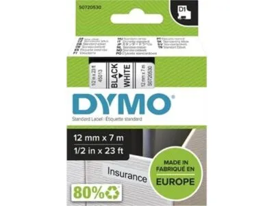 Dymo D1 tape, zwart op wit (12mm x 7m)