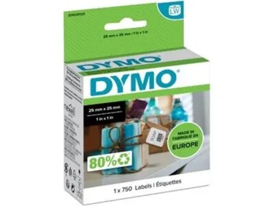 Dymo etiketten LabelWriter ft 25 x 25 mm, wit (750 stuks)