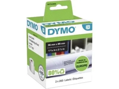 Dymo etiketten LabelWriter ft 89 x 36 mm, wit (2x 260 stuks)
