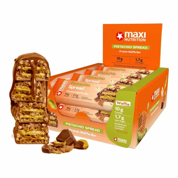 MaxiNutrition Waffle Bar Pistachio Dubai Chocolate (12x 40g) - Afbeelding 2