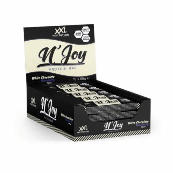 XXL Nutrition N'Joy Protein Bar White Chocolate Blueberry (15x 55g) doos