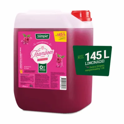 Slimpie Limonadesiroop Framboos Suikervrij kan (5 liter)
