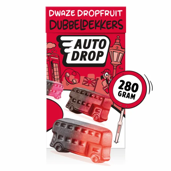 Autodrop Dwaze Dropfruit Dubbeldekkers doosje (6x 280g)