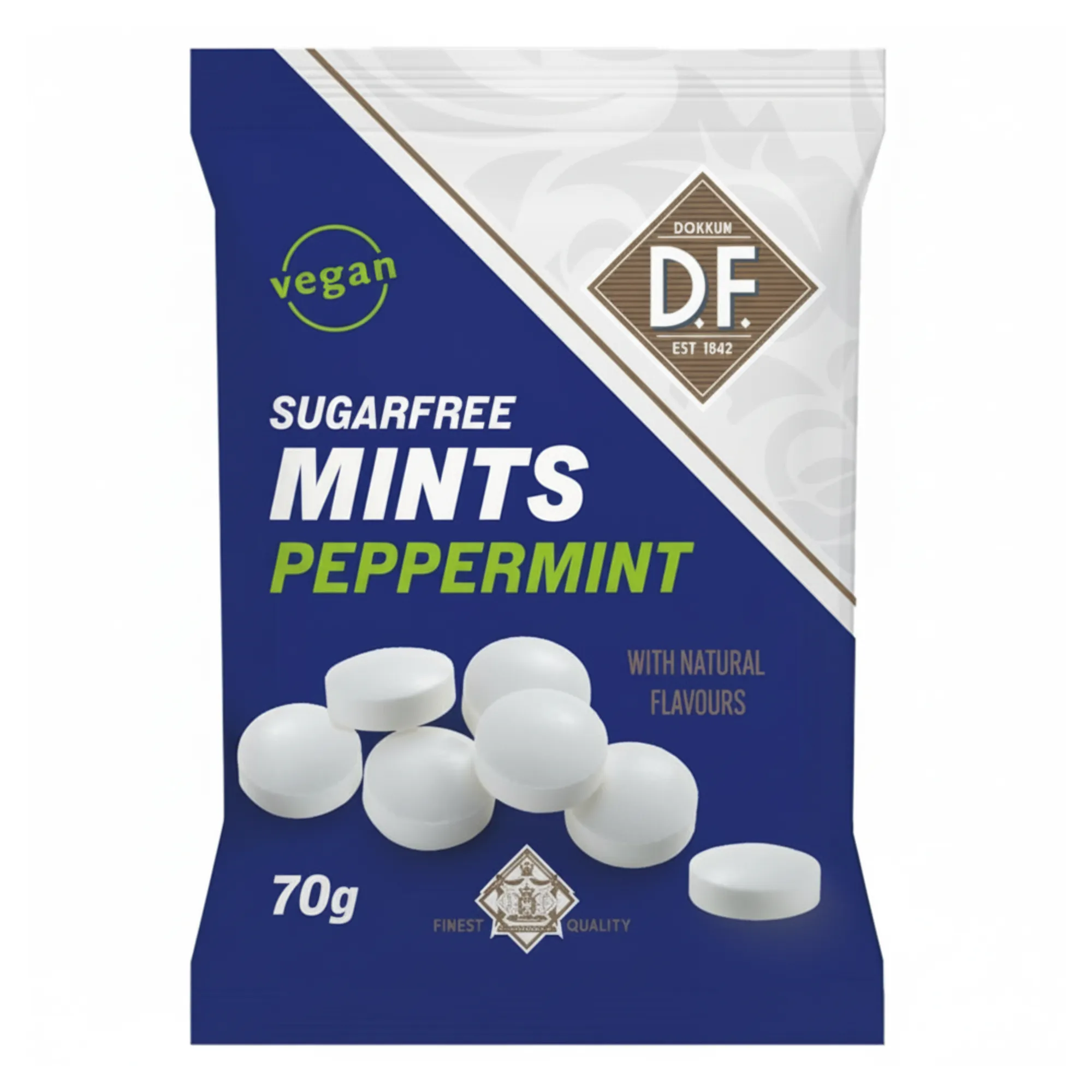 D.F. Sugarfree Mints Pepermunt zakje (12x 70g)