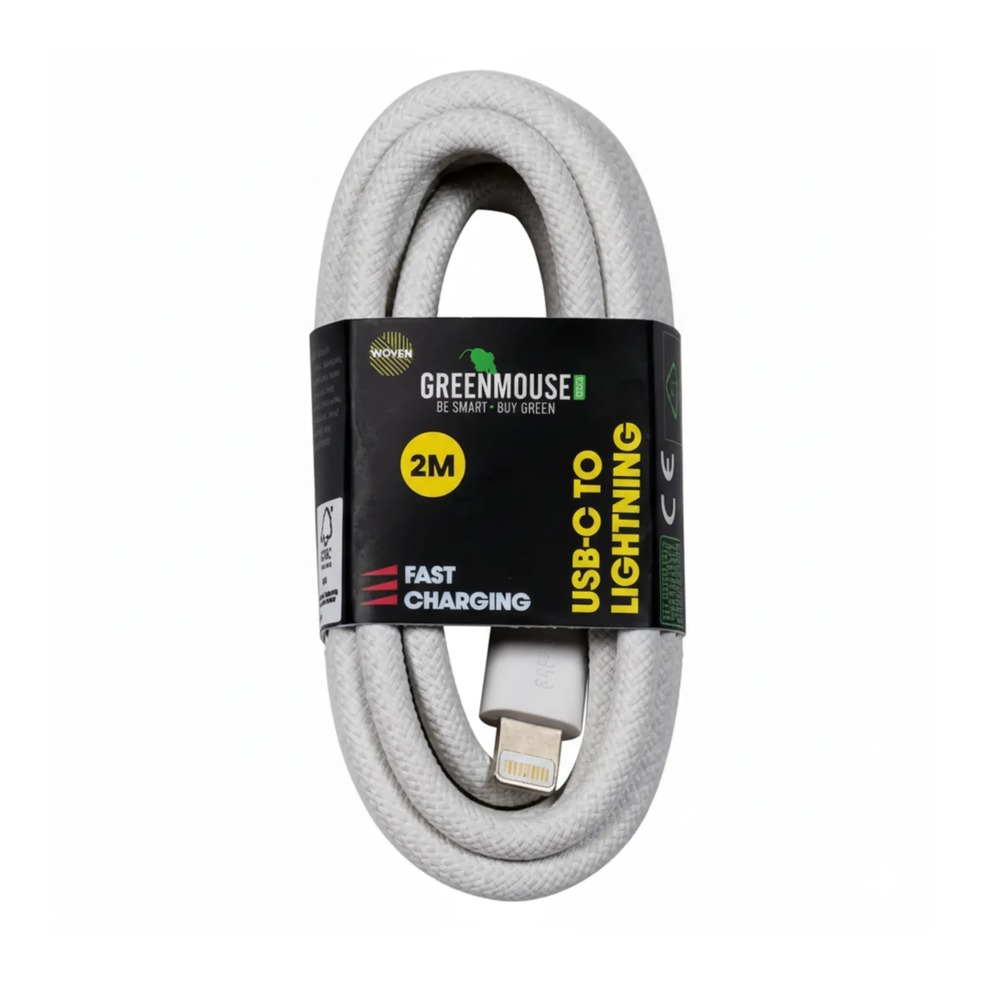 Greenmouse USB-C naar Lightning datakabel Woven 2 meter verpakking