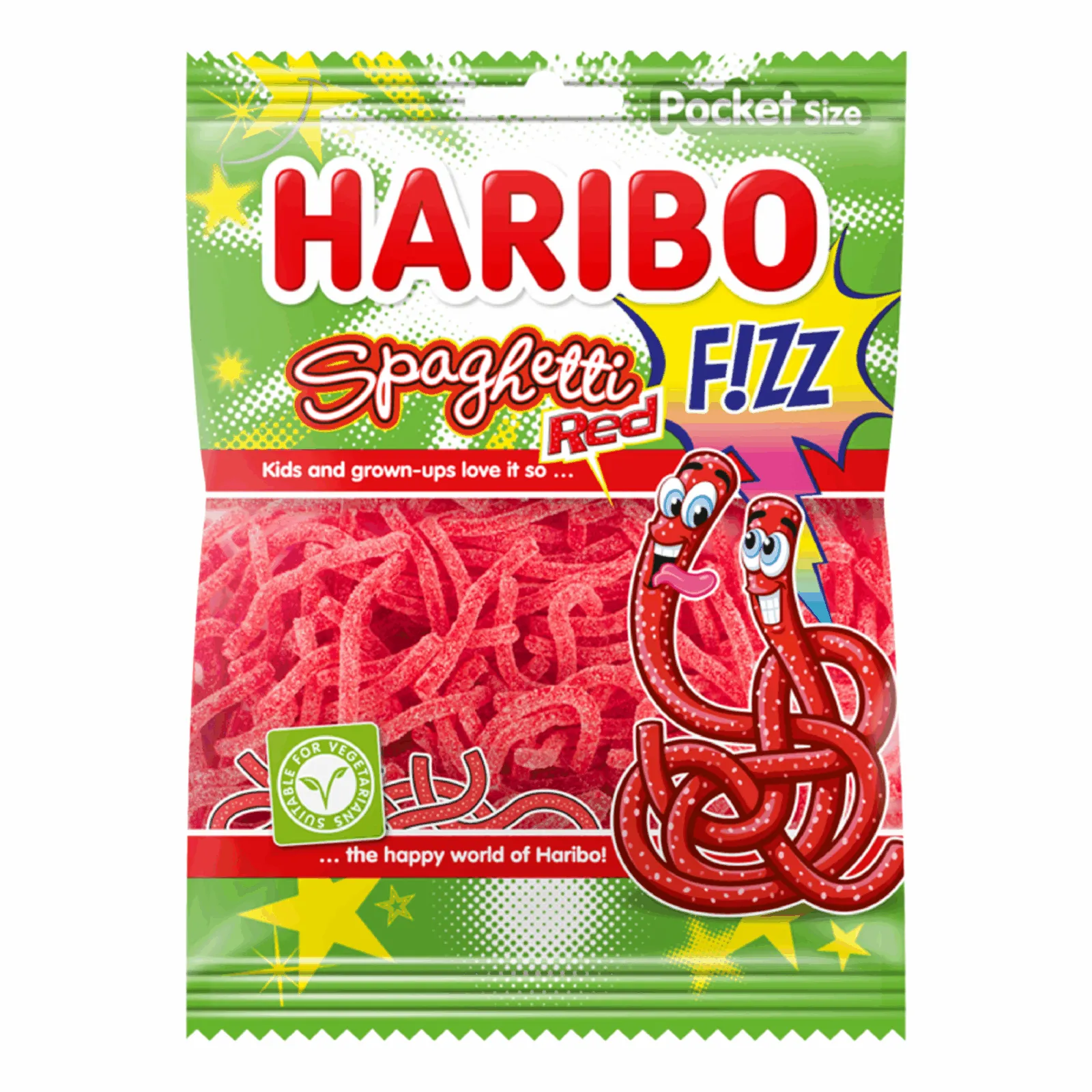 Haribo Spaghetti Red F!ZZ Zakje (28x 70gr)
