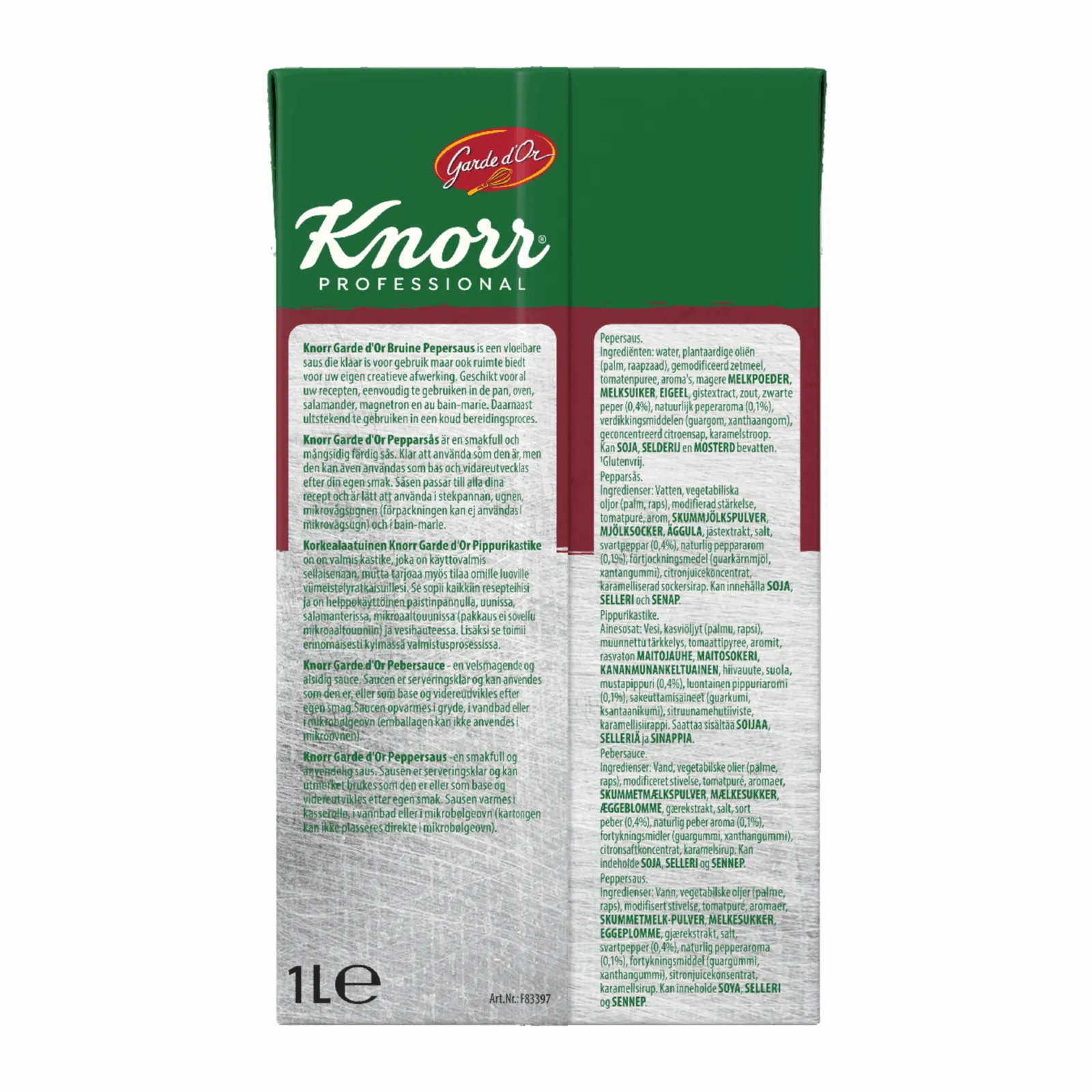Knorr Garde d'Or Bruine Pepersaus (1 liter) achterkant