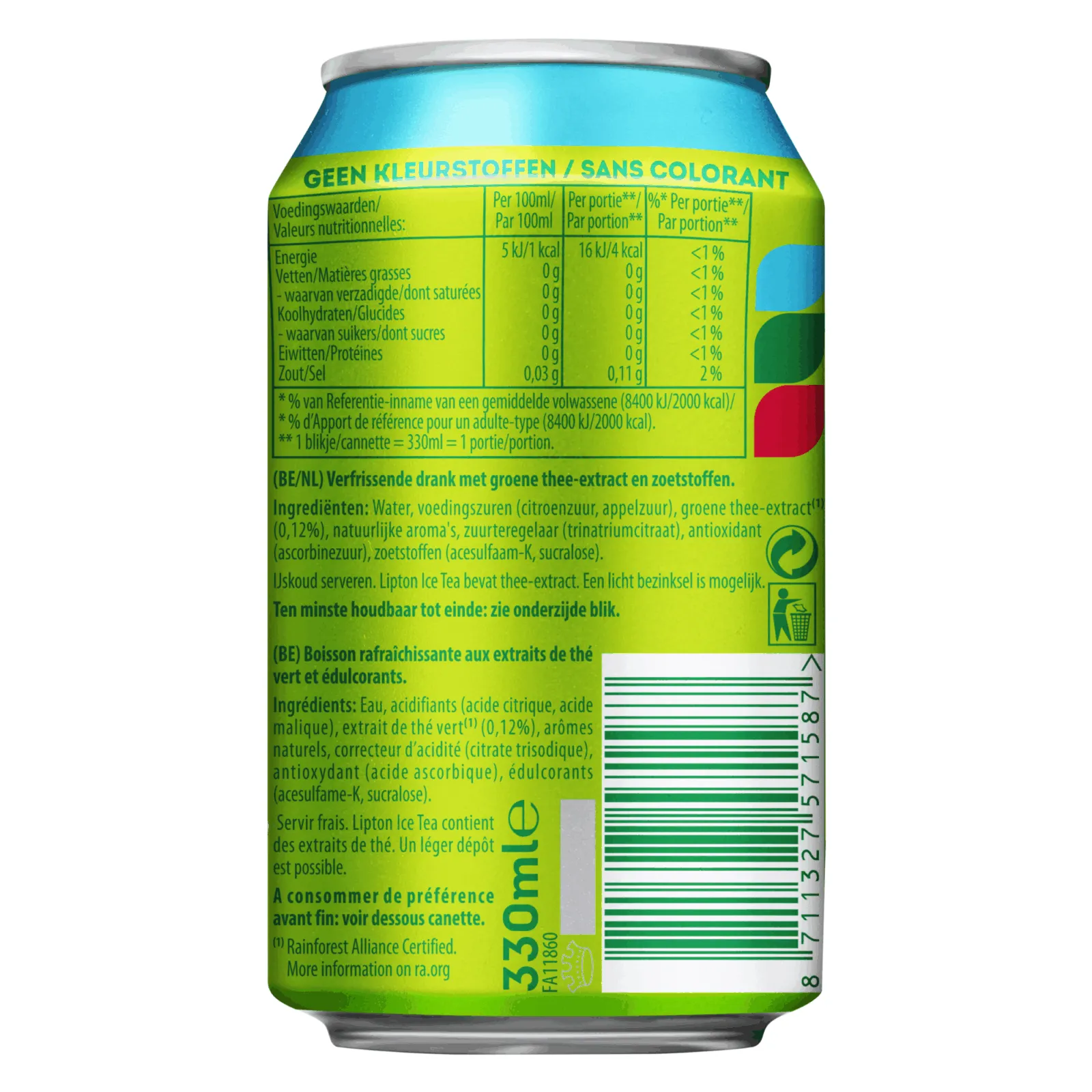 Lipton Ice Tea Green Zero Blik (24x 33cl)