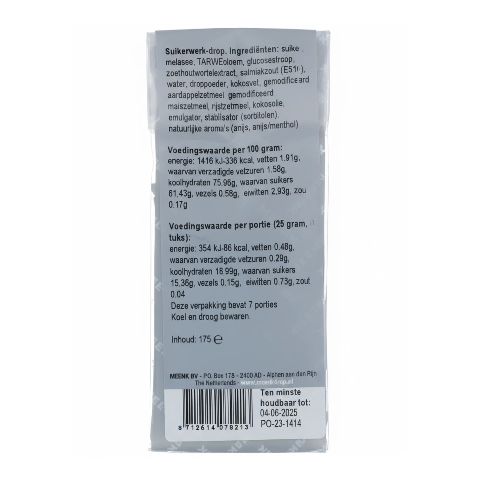 Meenk Drie Kleuren Mix zakje (7x 175g) achterkant