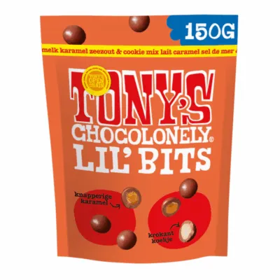 Tony’s Chocolonely Lil’ Bits Melk Karamel Zeezout & Cookie (8x 150gr)