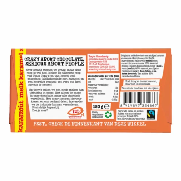 Tony’s Chocolonely Melk Karamel Zeezout (15x 180gr)