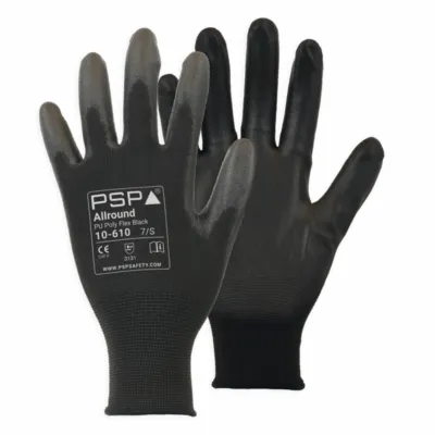 10-610 PU Zwart Werkhandschoen 12 paar maat 7S