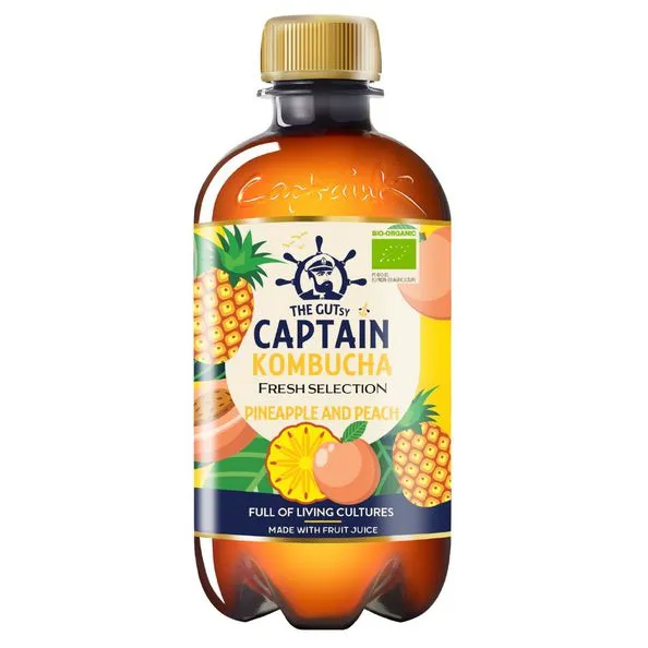 The Gutsy Captain Kombucha Fresh Pineapple Peach Bio (12x 400ml)