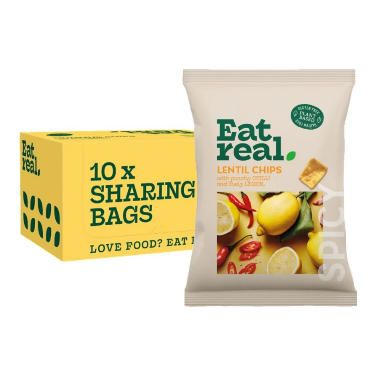 Eat Real Chilli & Lemon Lentil Chips (18x 40gr) - Afbeelding 2