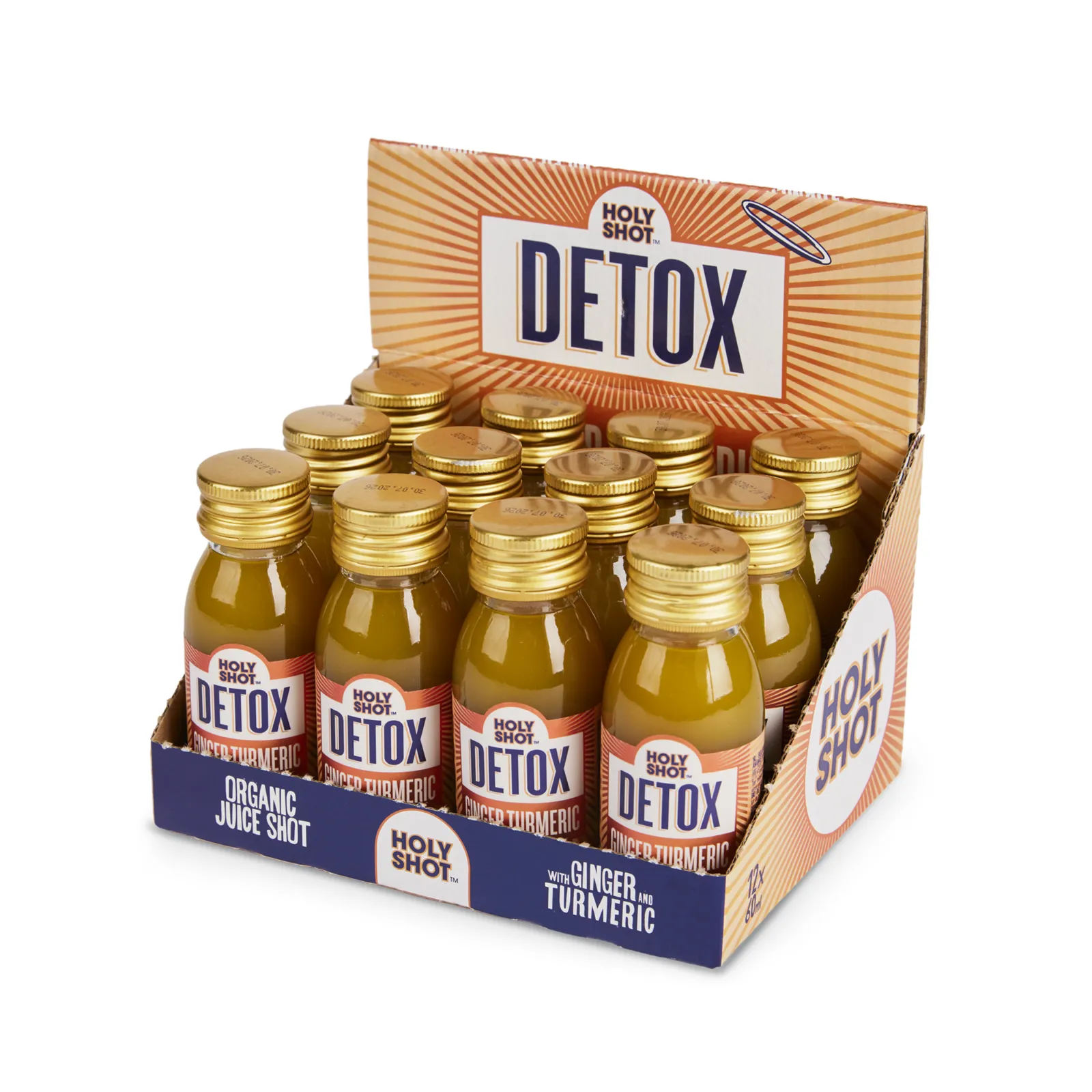 Holyshot Detox Ginger Turmeric BIO flesje (12x 60ml) - Afbeelding 2