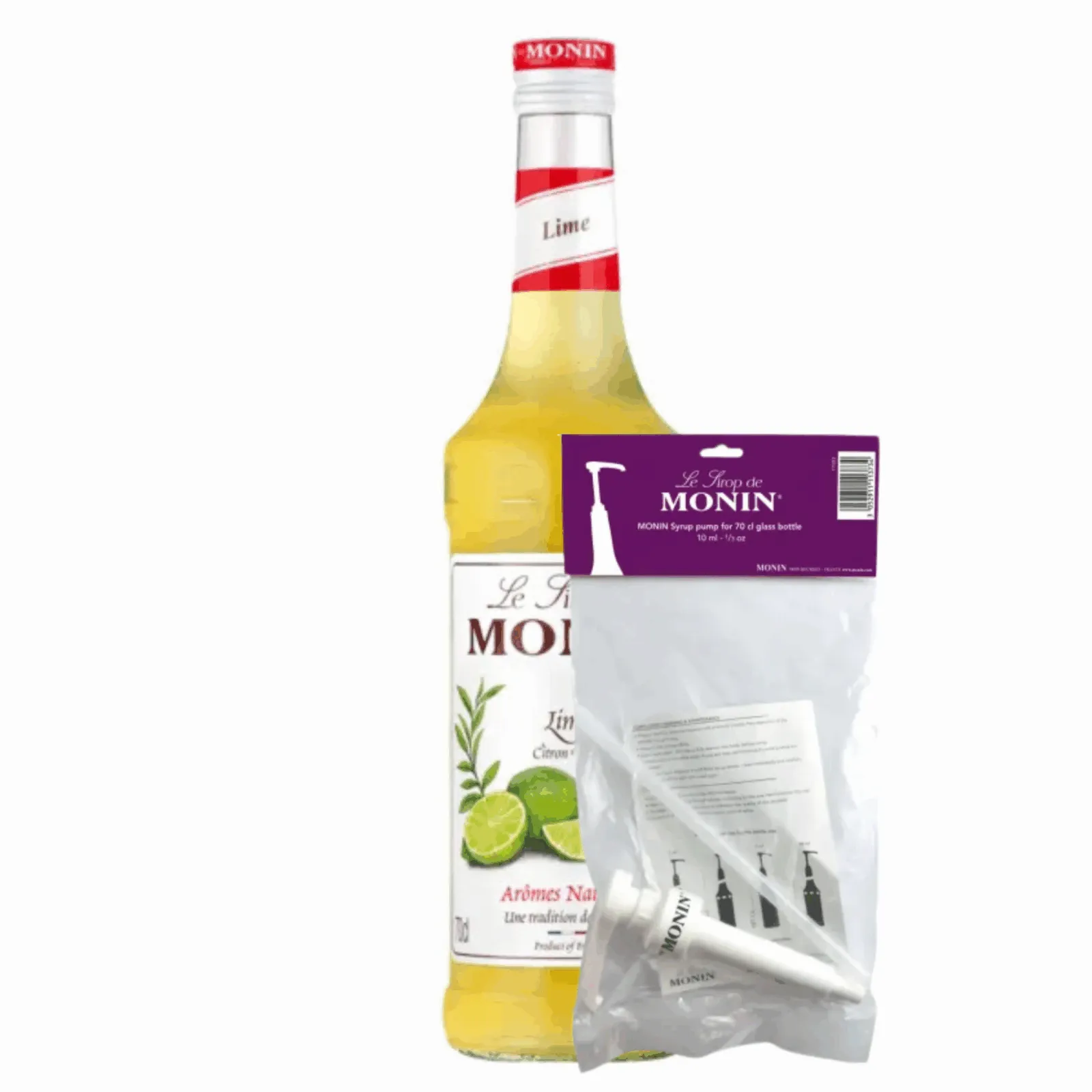 Monin Siroop Citron Vert (70 cl) + Monin Siroop Pompje (10ml)