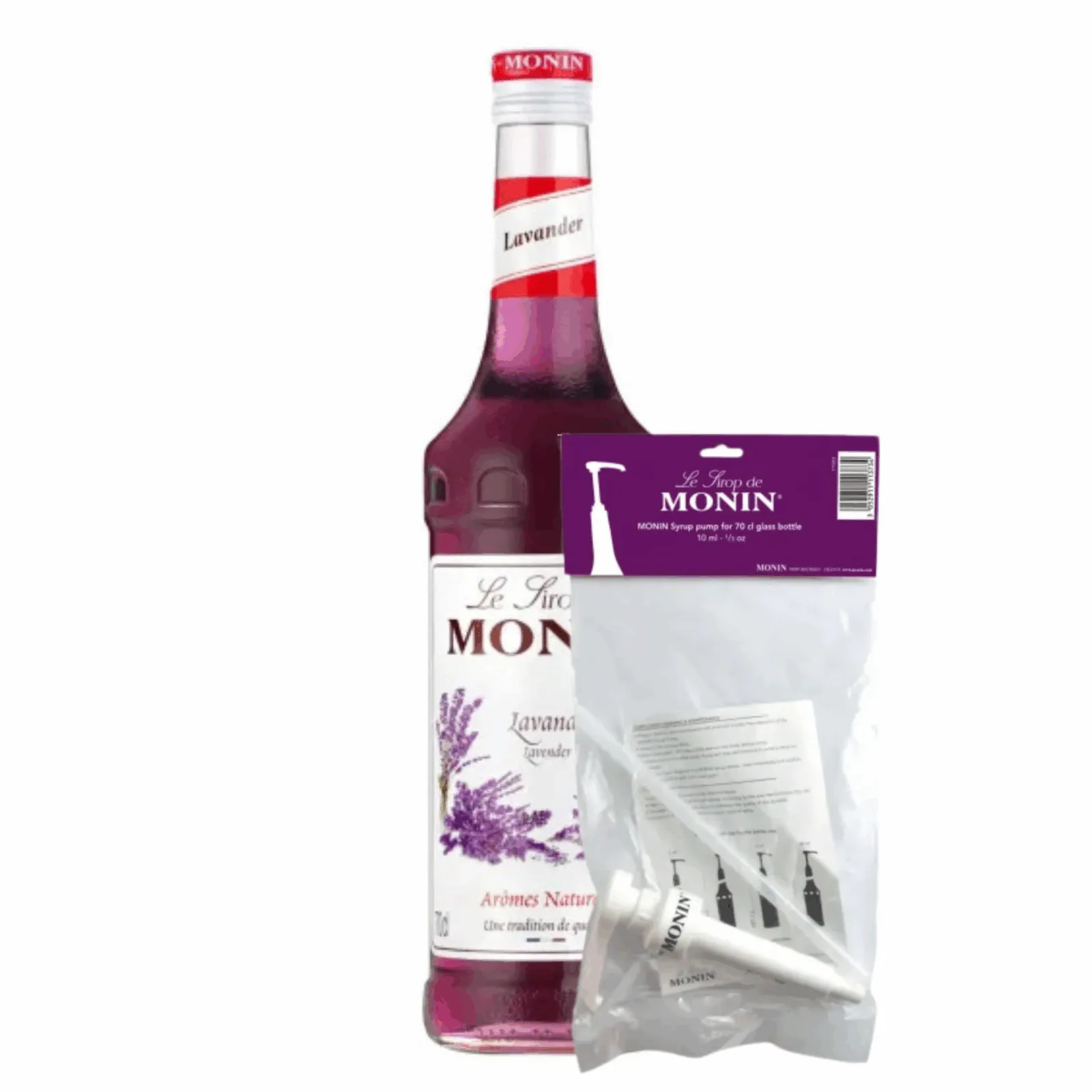 Monin Siroop Lavendel (70 cl) + Monin Siroop Pompje (10ml)