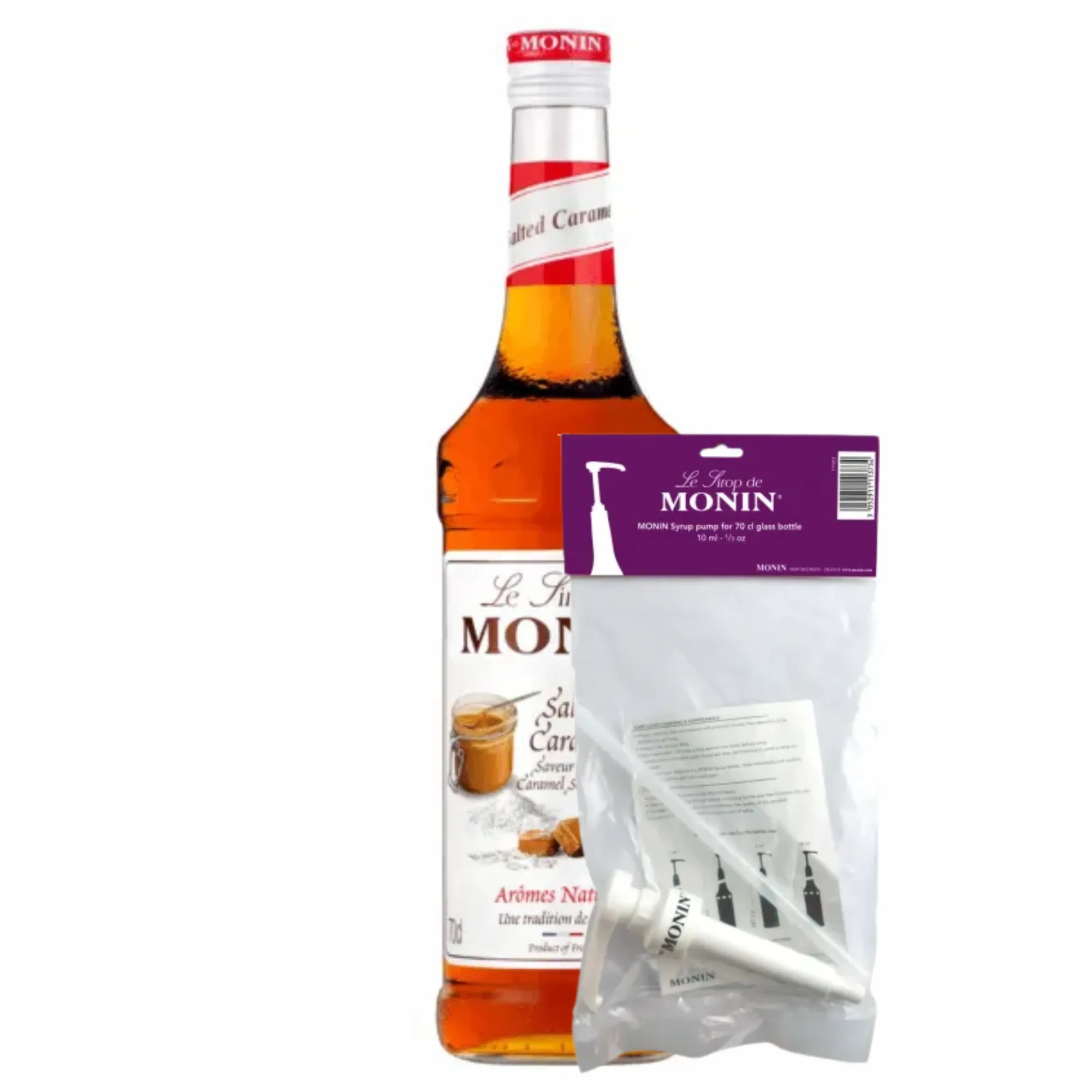 Monin Siroop Salted Caramel (70 cl) + Monin Siroop Pompje (10ml)