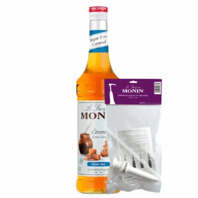 Monin Siroop Caramel Suikervrij (70 cl) + Monin Siroop Pompje (10ml)
