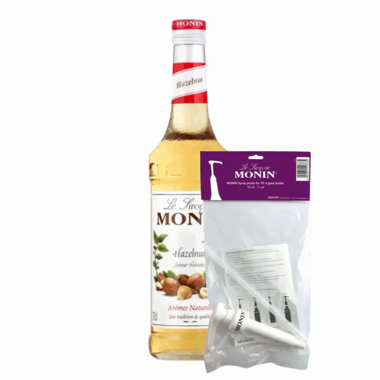 Monin Siroop Hazelnoot Noisette (70 cl) + Monin Siroop Pompje (10ml)