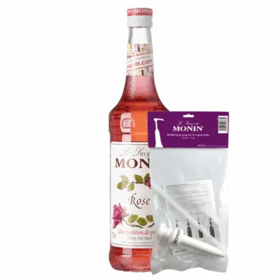 Monin Siroop Rose (70 cl) + Monin Siroop Pompje (10ml)