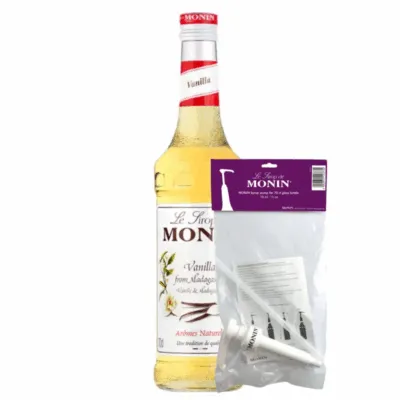 Monin Siroop Vanille (70 cl) + Monin Siroop Pompje (10ml)