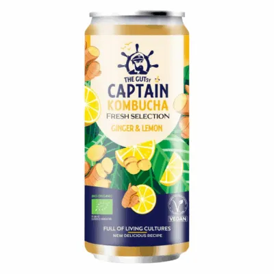 The Gutsy Captain Kombucha Fresh Ginger Lemon BIO (12x 250ml)