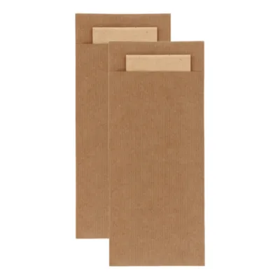 zakjes bruin naturel bestek servet