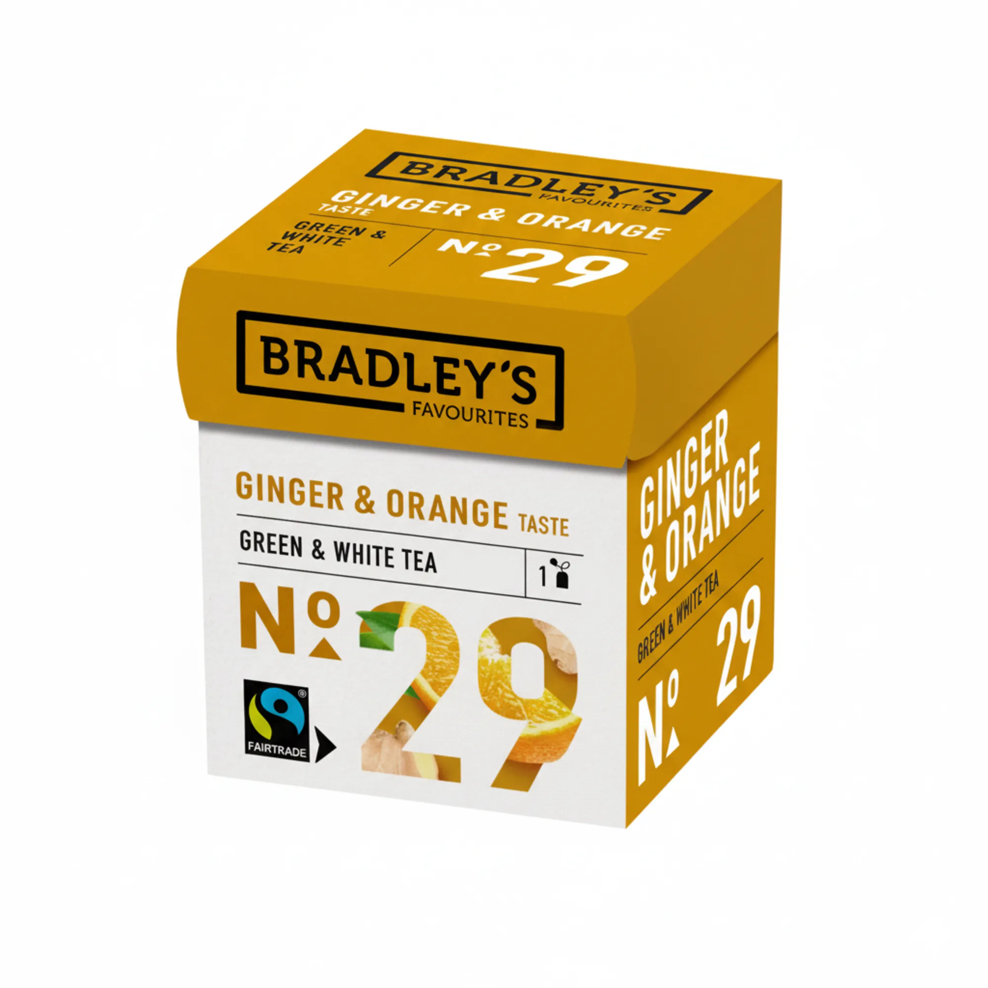 Bradley's Favourites GreenWhite Tea Ginger & Orange No. 29 (72x 1.75g) doos