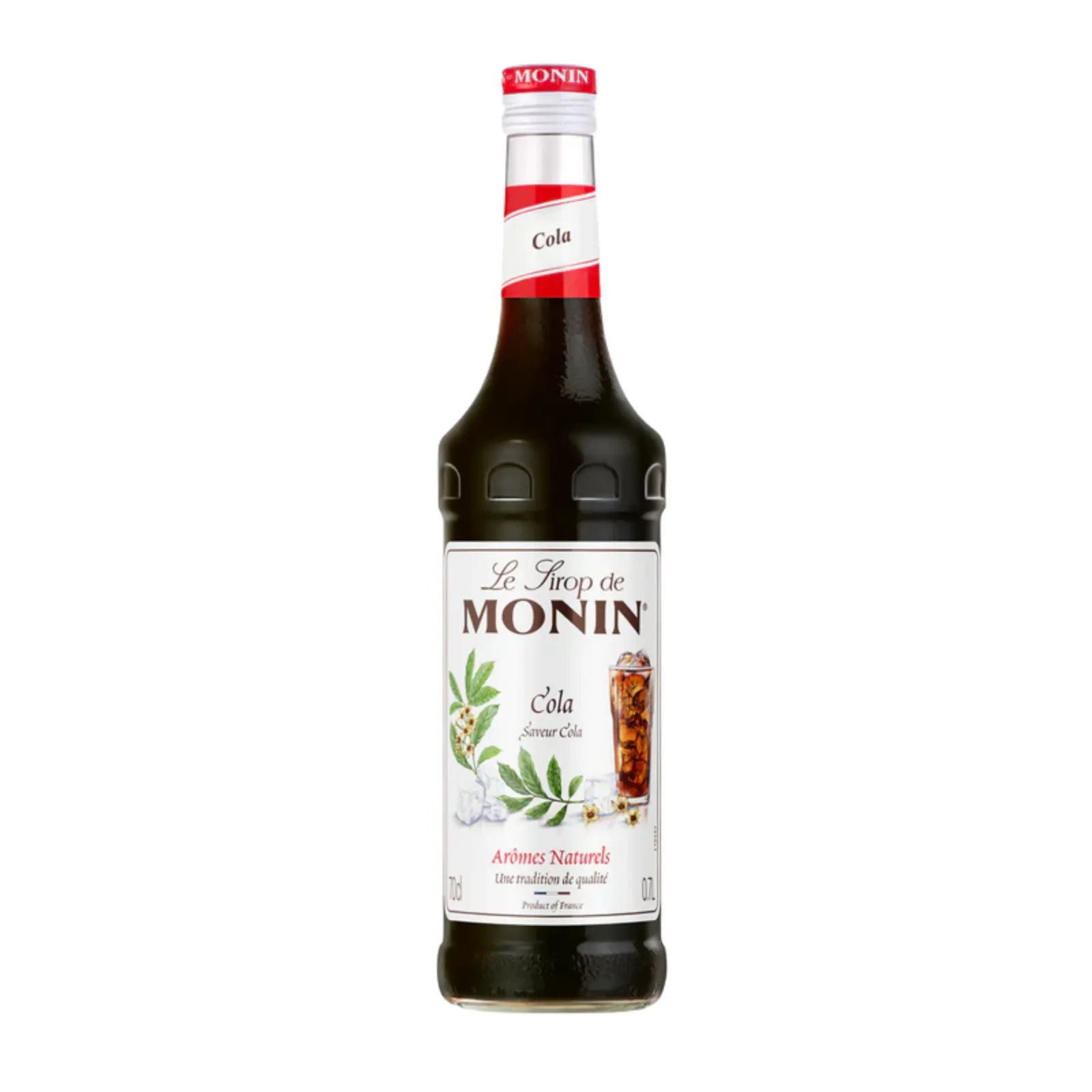 zwarte fles cola siroop monin voorkant