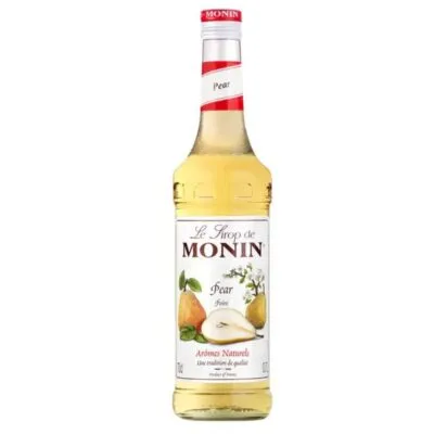 gele fles monin siroop peer voorkant