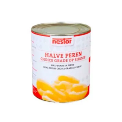 Blik peren siroop voorkant