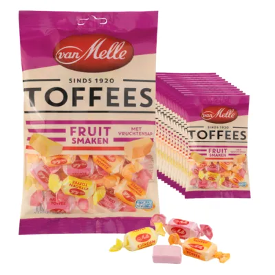Van Melle Toffees Fruit Vegan Zak (12x225gr)