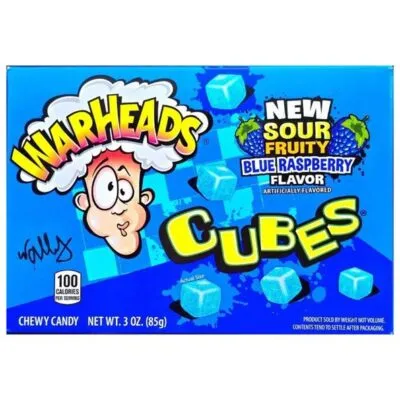 Warheads sour cubes blue raspberry doosje 85 gr